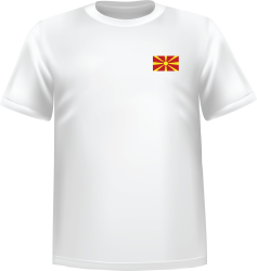 T-Shirt 100% coton blanc ATC avec le drapeau de la Macédoine au coeur