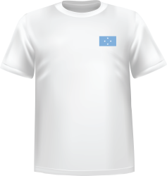 T-Shirt 100% coton blanc ATC avec le drapeau de la Micronésie au coeur