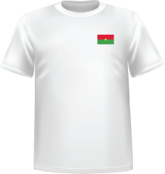 T-Shirt 100% coton blanc ATC avec le drapeau du Burkina faso au coeur