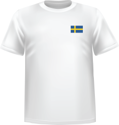 T-Shirt 100% coton blanc ATC avec le drapeau de la Suède au coeur