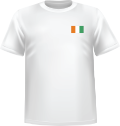 T-Shirt 100% coton blanc ATC avec le drapeau de la Côte d'ivoire au coeur