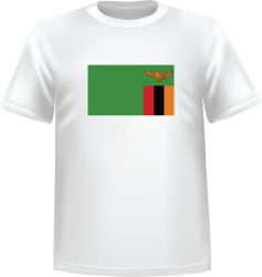 White t-shirt 100% cotton ATC with Zambia flag on front
