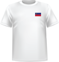 T-Shirt 100% coton blanc ATC avec le drapeau du Liechtenstein au coeur