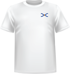 White t-shirt 100% cotton ATC with New scotland flag at chest