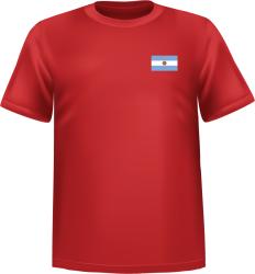 T-Shirt 100% coton rouge ATC avec le drapeau de l'Argentine au coeur