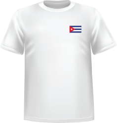 T-Shirt 100% coton blanc ATC avec le drapeau de Cuba au coeur