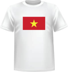 T-Shirt 100% coton blanc ATC avec le drapeau du Viêt nam au devant centre