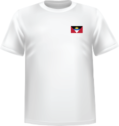 T-Shirt 100% coton blanc ATC avec le drapeau d'Antigua au coeur