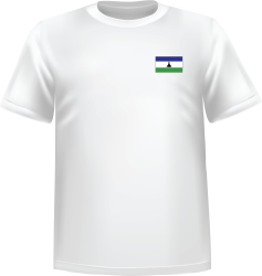 T-Shirt 100% coton blanc ATC avec le drapeau du Lesotho au coeur