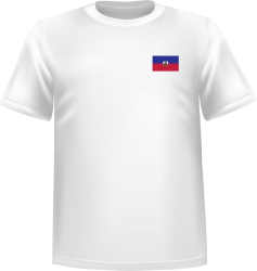 T-Shirt 100% coton blanc ATC avec le drapeau de l'Haïti au coeur