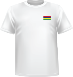 White t-shirt 100% cotton ATC with Mauritius flag at chest