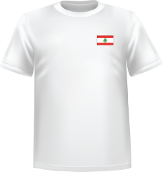 T-Shirt 100% coton blanc ATC avec le drapeau du Liban au coeur