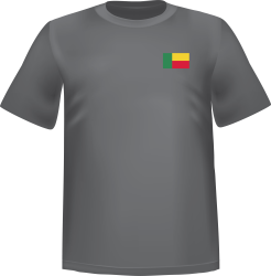 T-Shirt 100% coton gris ATC avec le drapeau du Bénin au coeur