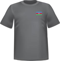 T-Shirt 100% coton gris ATC avec le drapeau de l'Azerbaïdjan au coeur