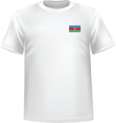 T-Shirt 100% coton blanc ATC avec le drapeau de l'Azerbaïdjan au coeur