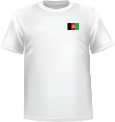 T-Shirt 100% coton blanc ATC avec le drapeau de l'Afghanistan au coeur