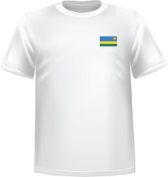 T-Shirt 100% coton blanc ATC avec le drapeau du Rwanda au coeur