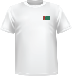 T-Shirt 100% coton blanc ATC avec le drapeau du Turkménistan au coeur