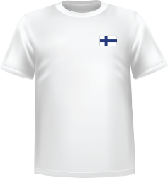 T-Shirt 100% coton blanc ATC avec le drapeau de la Finlande au coeur