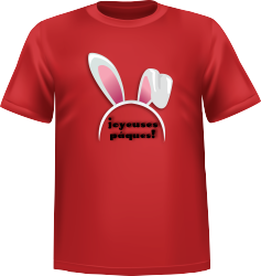 T-Shirt 100% coton rouge ATC avec un logo de pâque au devant
