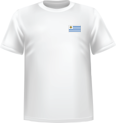 White t-shirt 100% cotton ATC with Uruguay flag at chest
