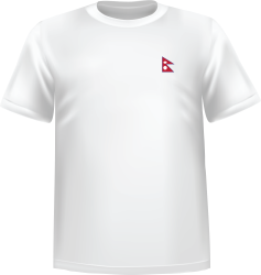 T-Shirt 100% coton blanc ATC avec le drapeau du Népal au coeur
