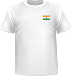T-Shirt 100% coton blanc ATC avec le drapeau de l'Inde au coeur