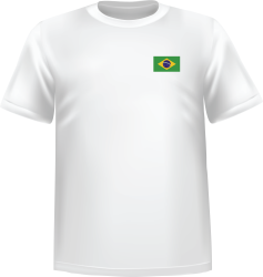 T-Shirt 100% coton blanc ATC avec le drapeau du Brésil au coeur