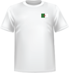 T-Shirt 100% coton blanc ATC avec le drapeau de l'Algérie au coeur