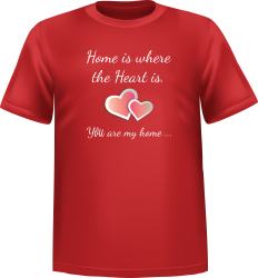 T-Shirt 100% coton rouge ATC avec une phrase de Saint-valentin au devant centre