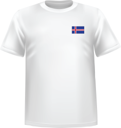 White t-shirt 100% cotton ATC with Iceland flag at chest
