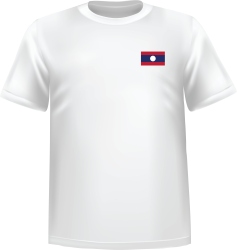 T-Shirt 100% coton blanc ATC avec le drapeau du Laos au coeur