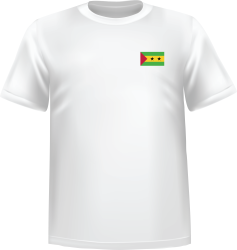 T-Shirt 100% coton blanc ATC avec le drapeau de Sao tomé au coeur