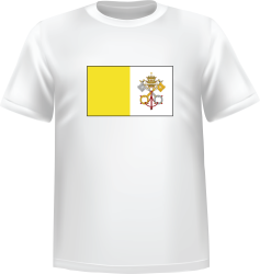 T-Shirt 100% coton blanc ATC avec le drapeau du Vatican au devant centre