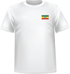 White t-shirt 100% cotton ATC with Ethiopia flag at chest