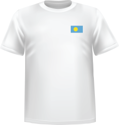T-Shirt 100% coton blanc ATC avec le drapeau de Palau au coeur