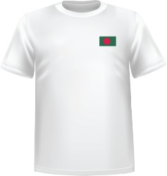 T-Shirt 100% coton blanc ATC avec le drapeau du Bangladesh au coeur