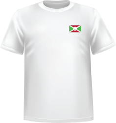 T-Shirt 100% coton blanc ATC avec le drapeau du Burundi au coeur