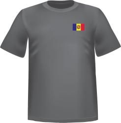 T-Shirt 100% coton gris ATC avec le drapeau d'Andorra au coeur