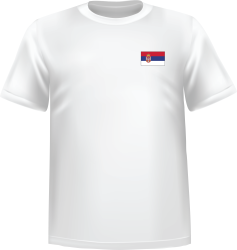 White t-shirt 100% cotton ATC with Serbia flag at chest