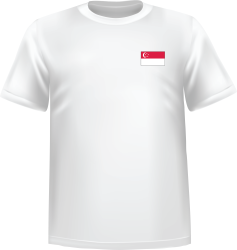 T-Shirt 100% coton blanc ATC avec le drapeau de Singapour au coeur
