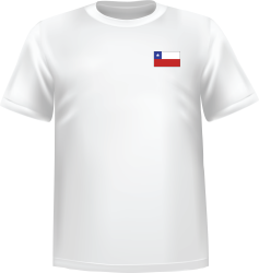 T-Shirt 100% coton blanc ATC avec le drapeau de la Chili au coeur