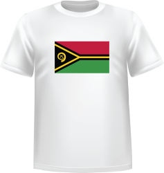 T-Shirt 100% coton blanc ATC avec le drapeau du Vanuatu au devant centre