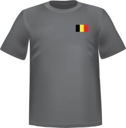 T-Shirt 100% coton gris ATC avec le drapeau du Belgique au coeur