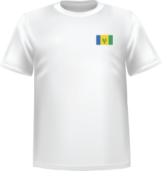 T-Shirt 100% coton blanc ATC avec le drapeau de Saint vincent au coeur