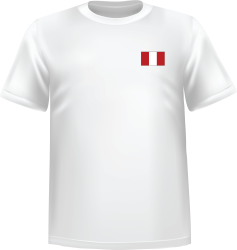T-Shirt 100% coton blanc ATC avec le drapeau du Pérou au coeur