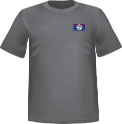 Grey t-shirt 100% cotton ATC with Belize flag at chest