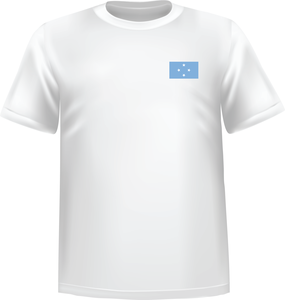 White t-shirt 100% cotton ATC with Micronesia flag at chest - T-shirt Micronesia chest