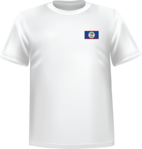 White t-shirt 100% cotton ATC with Belize flag at chest - T-shirt Belize chest
