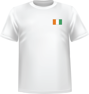 T-Shirt 100% coton blanc ATC avec le drapeau de la Côte d'ivoire au coeur - T-shirt Côte d'ivoire coeur